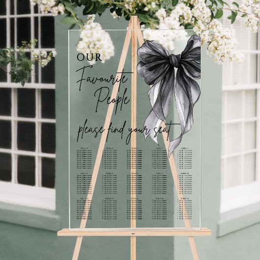 Our Favourite People Bow Wedding Seating Chart アクリルサイン