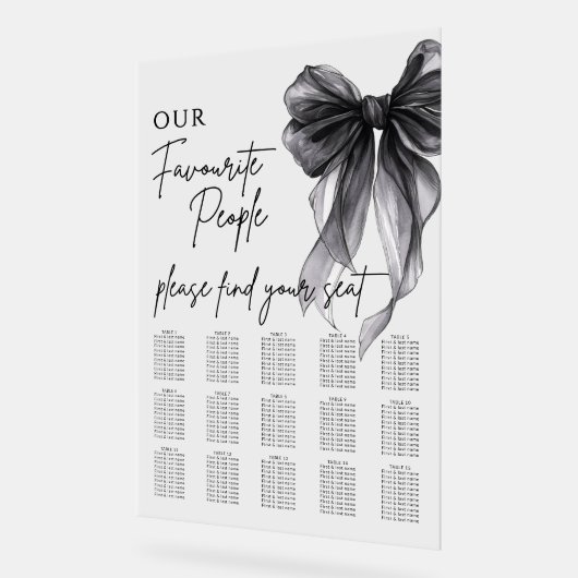 Our Favourite People Bow Wedding Seating Chart アクリルサイン (傾斜)