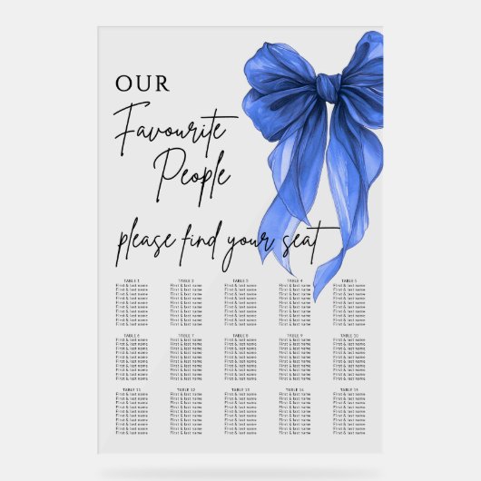 Our Favourite People Bow Wedding Seating Chart アクリルサイン (正面)