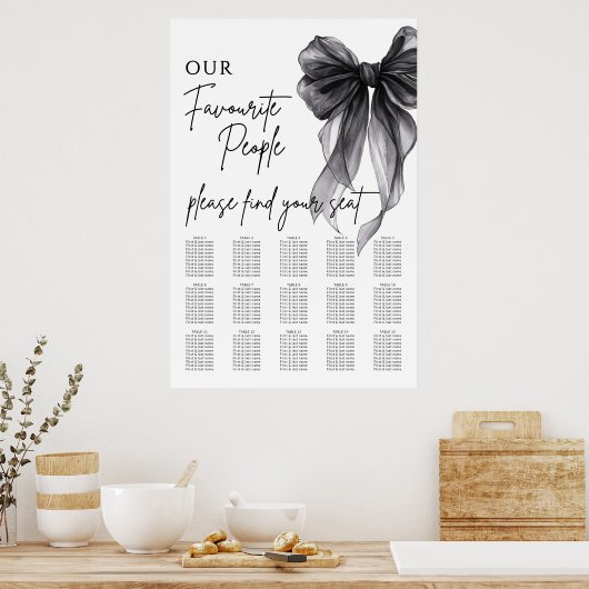 Our Favourite People Bow Wedding Seating Chart ポスター (キッチン)