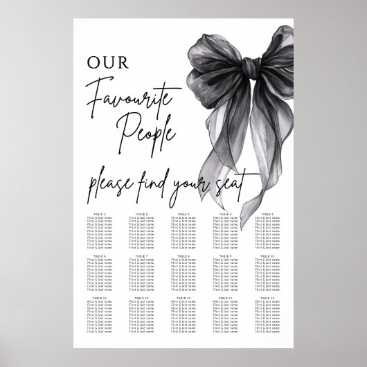 Our Favourite People Bow Wedding Seating Chart ポスター (正面)
