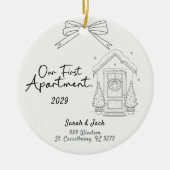 Our First Apartment Custom Year & Names セラミックオーナメント (正面)