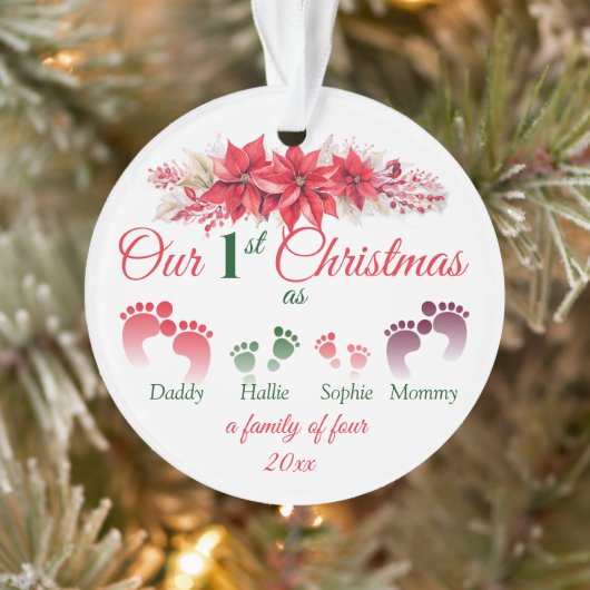 Our First Christmas As A Family Of 4 オーナメント (ツリー)