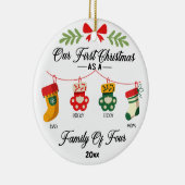 Our First Christmas as a Family Of Four & 2 Pet セラミックオーナメント (右)