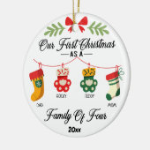 Our First Christmas as a Family Of Four & 2 Pet セラミックオーナメント (左)