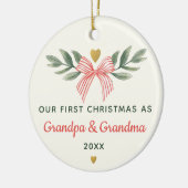 Our First Christmas As Grandma Grandpa Baby Photo セラミックオーナメント (左)