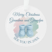 Our First Christmas as Grandparents Baby Booties オーナメント (正面)