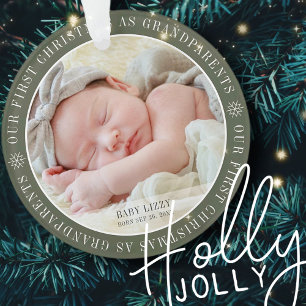 Our First Christmas As Grandparents Modern Photo オーナメント