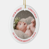 Our First Christmas as Grandparents Modern Photo セラミックオーナメント (右)