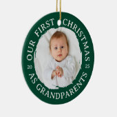 Our First Christmas as Grandparents – Photo Green セラミックオーナメント (右)