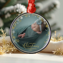 Our First Christmas As Grandparents Photo Ornament メタルオーナメント