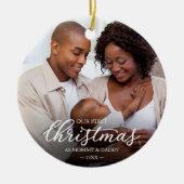 Our First Christmas as Mom and Dad Baby Photo セラミックオーナメント (正面)