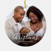 Our First Christmas as Mom and Dad Baby Photo セラミックオーナメント (裏面)