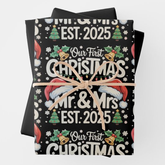 Our First Christmas As Mr & Mrs 2025 Couples Xmas ラッピングペーパーシート (インサイチュ)