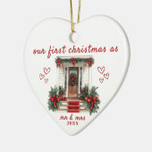 Our First Christmas as Mr & Mrs House Ornament セラミックオーナメント (左)