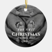 Our First Christmas as Parents Black White セラミックオーナメント (正面)