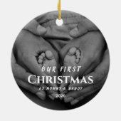 Our First Christmas as Parents Black White セラミックオーナメント (裏面)
