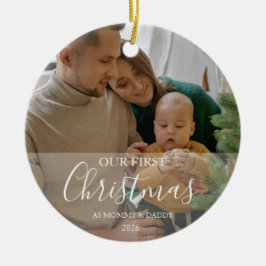 Our First Christmas as Parents Family Design セラミックオーナメント