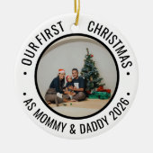 Our First Christmas as Parents Family Photo セラミックオーナメント (正面)
