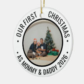 Our First Christmas as Parents Family Photo セラミックオーナメント (左)