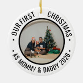 Our First Christmas as Parents Family Photo セラミックオーナメント (裏面)