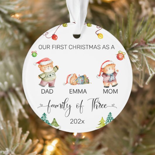 Our First Christmas Bear Family Personalized オーナメント (ツリー)