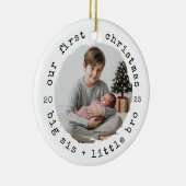 Our First Christmas – Big Bro & Little Sis Round P セラミックオーナメント (右)