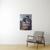 Our first Christmas couple photo name white gray タペストリー (インサイチュ)