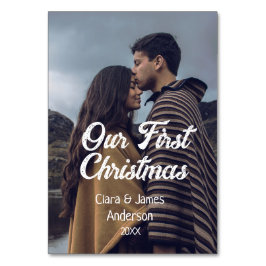 Our first Christmas couple photo name white gray テーブルナンバー