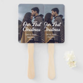 Our first Christmas couple photo name white gray ハンドファン (正面&裏面)