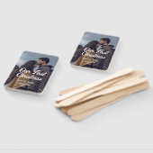 Our first Christmas couple photo name white gray ハンドファン (組立なし)