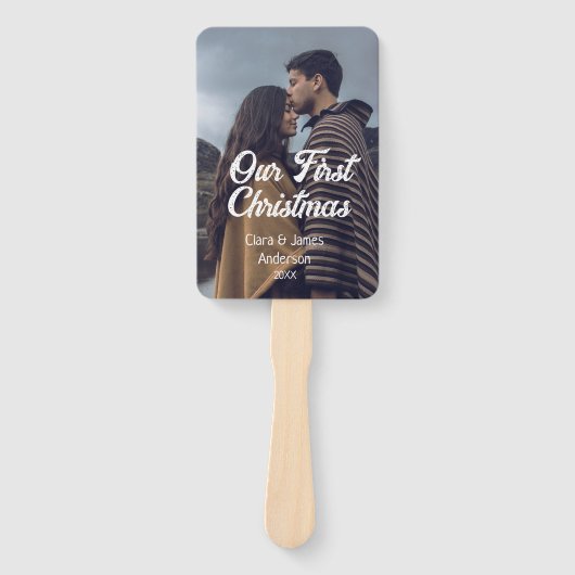 Our first Christmas couple photo name white gray ハンドファン (正面)