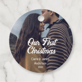 Our first Christmas couple photo name white gray フェイバータグ