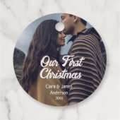 Our first Christmas couple photo name white gray フェイバータグ (裏面)