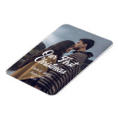 Our first Christmas couple photo name white gray マグネット (左側)