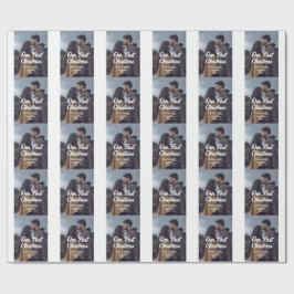 Our first Christmas couple photo name white gray ラッピングペーパー