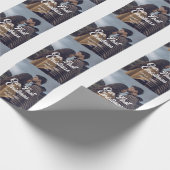 Our first Christmas couple photo name white gray ラッピングペーパー (角)