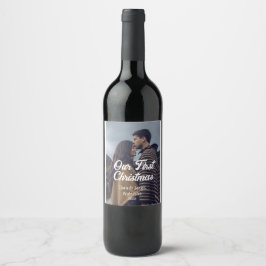 Our first Christmas couple photo name white gray ワインラベル