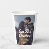 Our first Christmas couple photo name white gray 紙コップ (裏面)