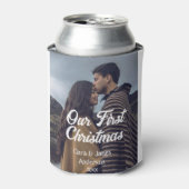 Our first Christmas couple photo name white gray 缶クーラー (缶正面)