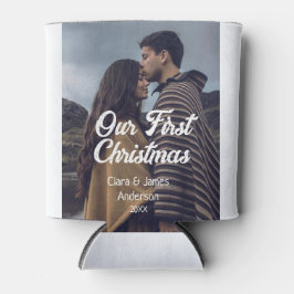 Our first Christmas couple photo name white gray 缶クーラー