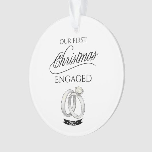 Our First Christmas Engaged 2025 オーナメント (正面)