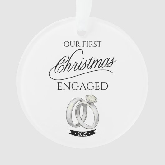 Our First Christmas Engaged 2025 オーナメント (正面)