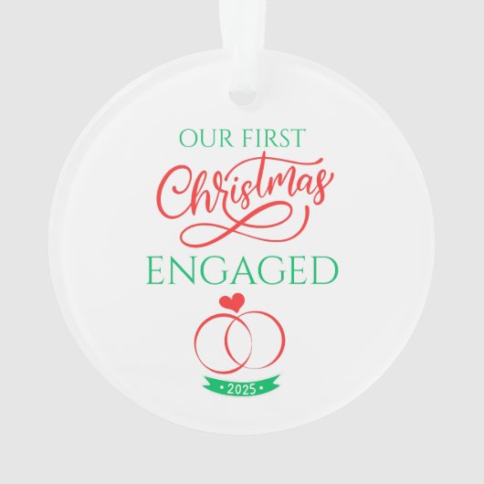 Our First Christmas Engaged 2025 オーナメント (裏面)
