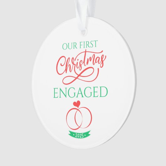 Our First Christmas Engaged 2025 オーナメント (正面)