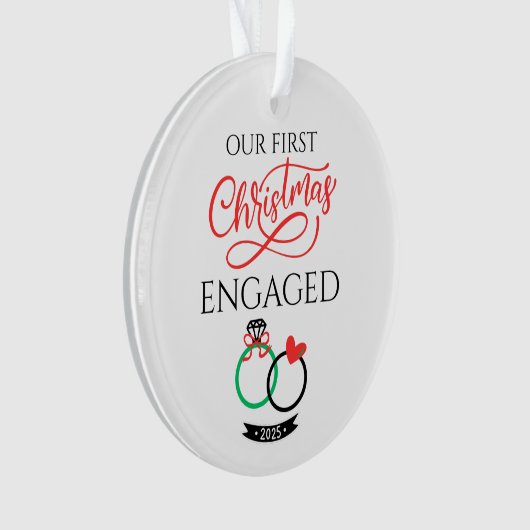 Our First Christmas Engaged 2025 オーナメント (正面)