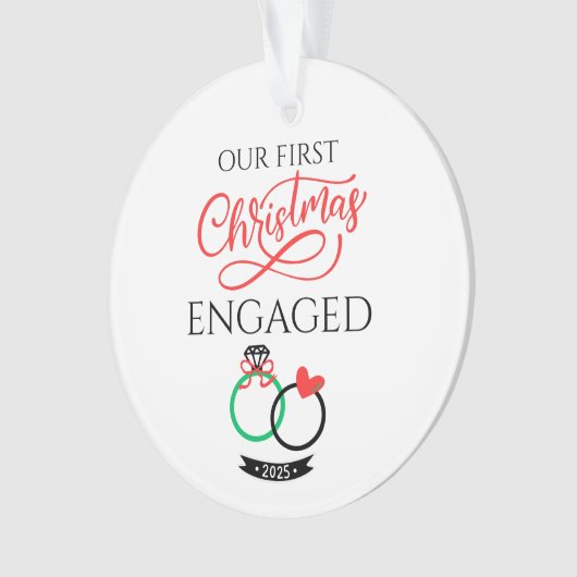 Our First Christmas Engaged 2025 オーナメント (正面)