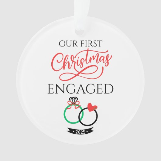 Our First Christmas Engaged 2025 オーナメント (正面)