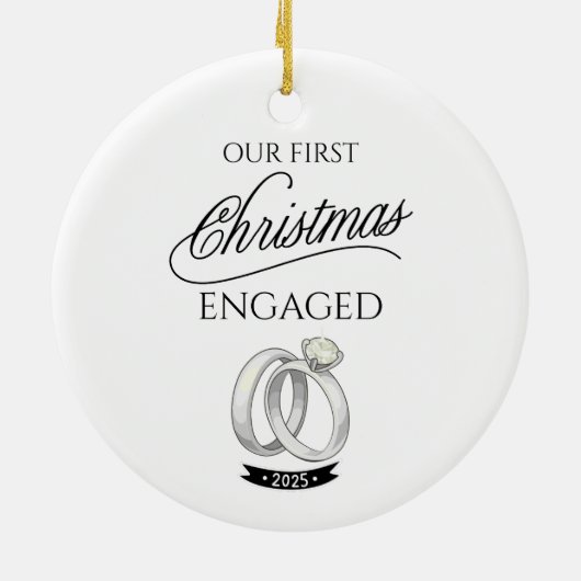 Our First Christmas Engaged 2025 セラミックオーナメント (裏面)