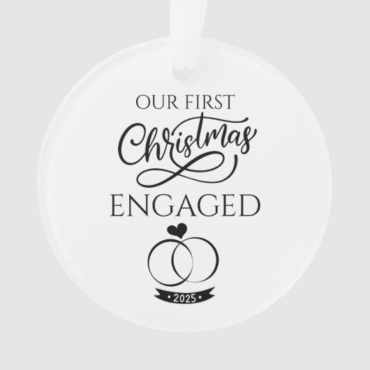Our First Christmas Engaged 2025 Engagement オーナメント (正面)
